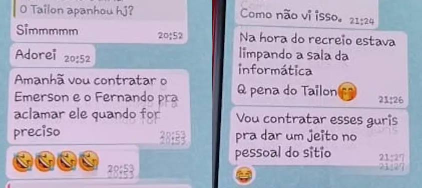 Mensagens foram trocadas em grupo de WhatsApp